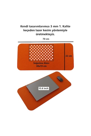 Çalışma Masası Düzenleyici Keçe Bilgisayar Mouse Pedi Masa Üstü Düzenleyici Mat 70x32 Cm Turuncu