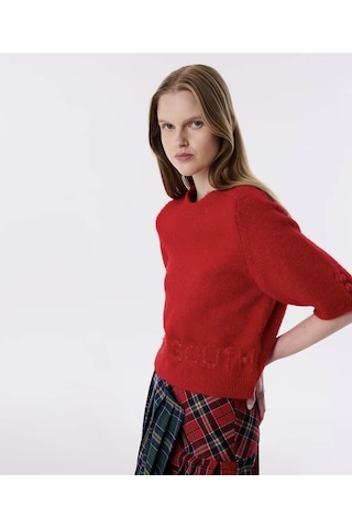 Twist Sloganlı Triko Kırmızı Kadın Kazak Tw6250050283 Kırmızı