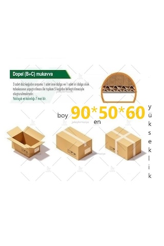 90x50x60 Ksssk 140gr Çift Oluklu Jumbo Boy Koli-5adet 90desi