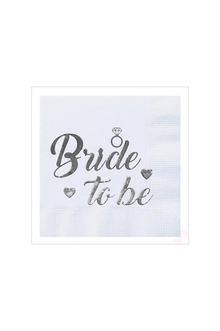 Bride To Be Peçete, 16 Adet - Gümüş