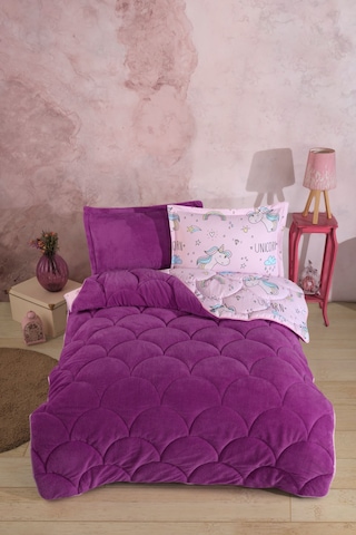 Nordqueen Wellsoft Tek Kişilik Uyku Seti Çift Taraflı Unicorn Pembe