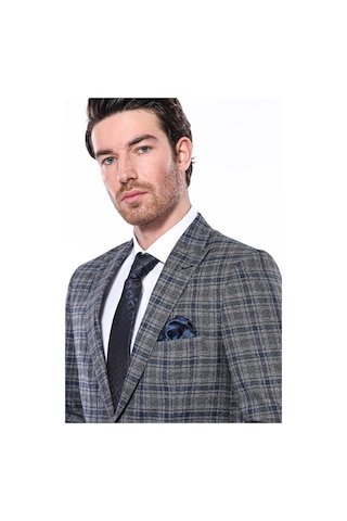 Wessi Ekose Slim Fit Lacivert Erkek Ceket 001