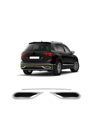 VW TIGUAN 2020 ARKA DİFÜZÖR EGZOZ ÇIKIŞI 3 PRÇ PASLANMAZ