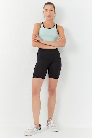 Tommy Life Su Yeşili Basic Sıfır Kol Dar Kalıp U Yaka Kadın Crop Top Atlet - 97162 Su Yeşili