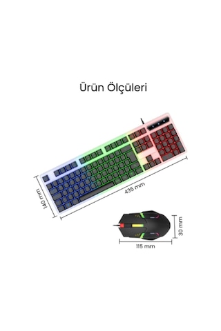 Kablolu Işıklı Gaming Standart Türkçe Q Klavye Ve Mouse Seti