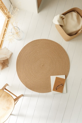 Ocean Home Textile Naturel Jüt  Halı Kilim 80 Cm Çap