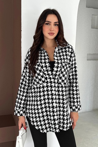 Kazayağı Gömlek Siyah Siyah