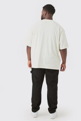 T-shirt - Pour Homme Baskılı Oversize Bisiklet Yaka Kısa Kol Siyah Tişört Beyaz