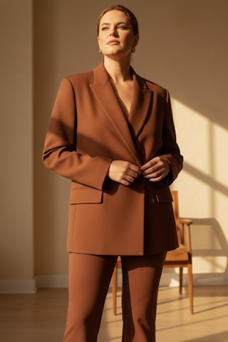 Hanezza Çift Düğmeli Blazer Ceket Plus Size Kiremit - 789093682 Kiremit