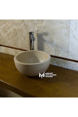 Traverten Yuvarlak Mini Lavabo