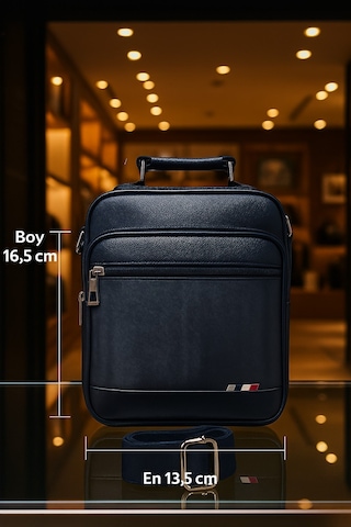 Newish Polo Postacı El Ve Omuz Çantası Kareli Suni Kasasız Mini Siyah