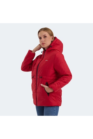 Slazenger CALLU Kadın Kapüşonlu Şişme Kırmızı Mont & Kaban