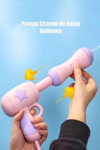 Sırt Çantalı Sırta Takılabilen Pompalı Su Tabancası 2000ml Kapasite - Pembe