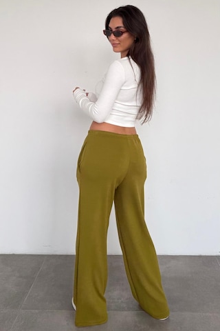 Yağ Yeşili Geniş Paça Barrel Fit Eşofman Altı Mg2646 Yağ Yeşili