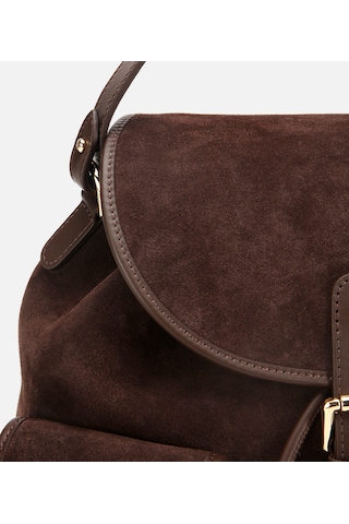 Hotiç Kadın Süet Deri Kahverengi Cepli Tokalı Sırt Çantası 03cah316410a480 03cah316410a480 Kahverengi