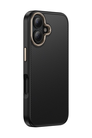 Ariatech Apple Uyumlu iPhone 16 Kılıf M-safe Şarj Özellikli Karbon Fiber Görünümlü Antina Kapak - Siyah-yeşil