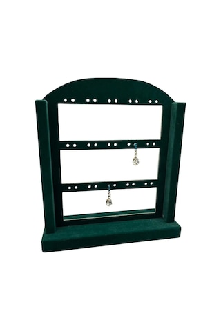 Yerli Üretim Süet Kumaş Yeşil Renk 26/22 Cm Ayaklı Küpe Standı Çok Renkli