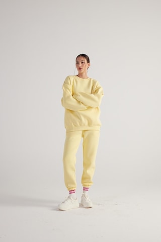 Holly Lolly 3 İplik Şardonlu Uzun Kol Bisiklet Yaka Fine Sweatshirt Sarı