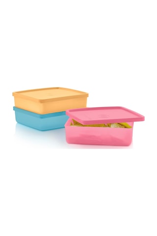 Tupperware Eco+ Kare 3'lü Tasıma Kabı Seti