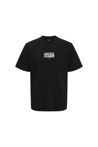 Jack & Jones Erkek Bisiklet Yaka Gögüs Baskili Tisört - New Plas - 12310180 Siyah