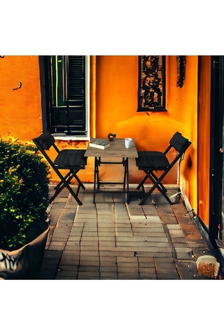 Modern Style Home Balkon Bahçe Mutfak 3'lü Bistro Set Katlanır 2 Sandalye 1 Masa Antrasit