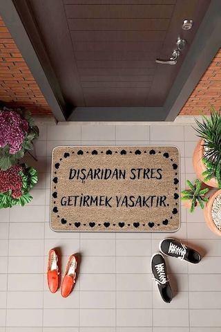 Bej Stres Getirmek Yasaktır Kapı Önü Paspası Kp12n11