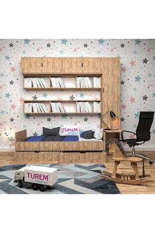 Akbatı Kitaplıklı Çalışma Masalı Karyola Mdf