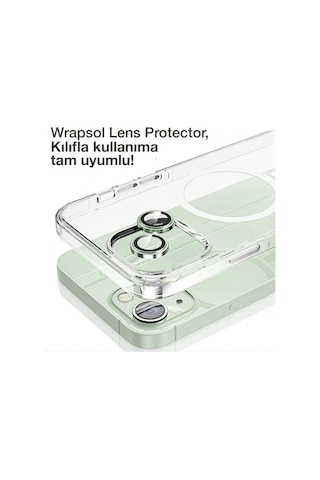 Apple Uyumlu iPhone 15 Plus Yeşil Kamera Lens Koruyucu Kolay Uygulama Aparatlı