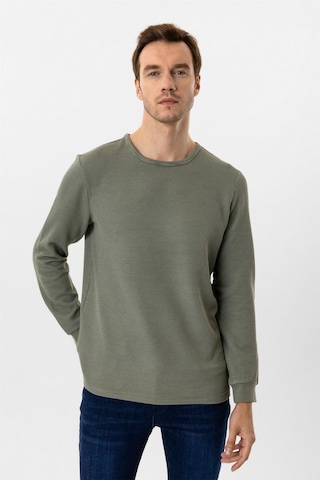 Süvari Yeşil Slim Fit Armürlü Bisiklet Yaka Triko Kazak