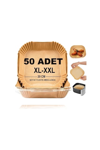 Ayrex Baker Home Airfryer Pişirme Kağıdı,xl-xxl Büyük Boy, Kare, 50 Adet Hava Fritöz Parşömen Fırın Kağıdı
