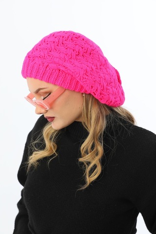 Çift Kat Neon Pembe Kadın Ressam Bere Pembe