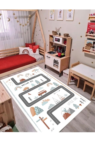Trafik Çocuk Oyun Halısı Kaymaz Makinede Yıkanabilir Oyun Matı 3