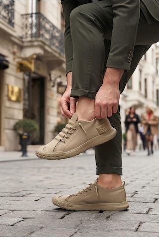 Fort 2065 Bst Rahat Esnek Lastik Bağcıklı Sneaker Erkek Ayakkabı Vizon