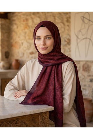 Moda Nuda Heritage Saye Şal Bordo - Zarif Ve Modern