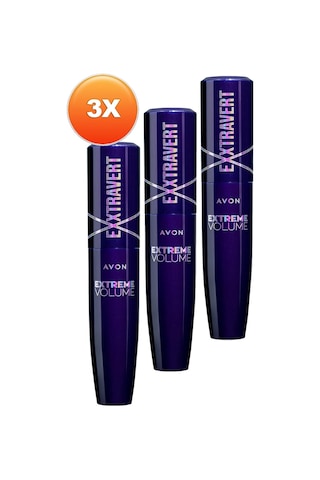 Avon Exxtravert Ekstra Hacim Veren Maskara 9 ML Blackest Black 3'lü