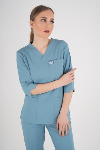 Unisex Cool Petrol Mavi Violet Model Scrubs Takım Doktor Hemşire Üniforması Petrol Mavi Soft