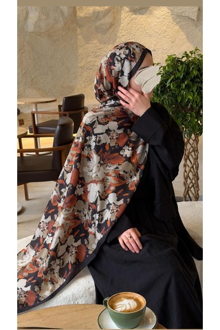 Qalortex Scarf Pamuklu Garden Desen Şal-taba