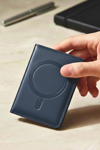 Constraın - Magsafe İle Uyumlu Deri Kartlık Cüzdan - Lacivert
