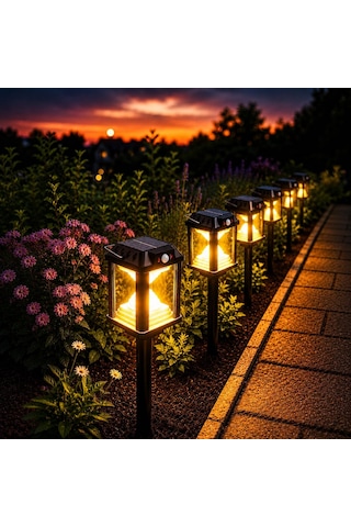 Panter Solar Bahçe Aydınlatması, Balkon Dekorasyonu, Güneş Enerjili Hareket Sensörlü, 3000k Sarı Gün Işığı Filament Led Dış Mekan Su Geçirmez Çim Yol Peyzaj Patika Aydınlatma Dekoratif Lamba 55 Cm