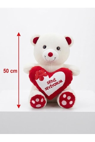 Kalpli Beyaz Peluş Ayı 50cm Sevimli Konforlu: Peluş Uyku Yastığı Ve Sarılma Arkadaşı Dekoratif Oyuncak
