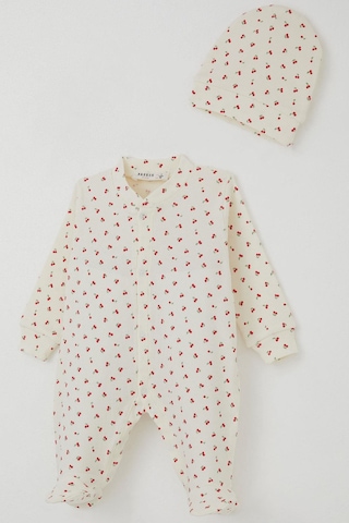 Breeze Kız Bebek Patikli Tulum Kiraz Bahçesi 0-6 Ay, Krem Krem