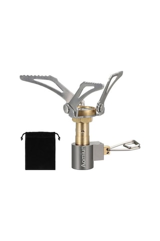 Bloomnest Yürüyüş İçin Hafif Katlanabilir Sırt Pişirme Ocağı Ultra Taşınabilir Piknik Açık, 45g Gümüş Gaz Mini Ocağı, Balık Avı Kamp İçin Paslanmaz Ocağı Gümüş