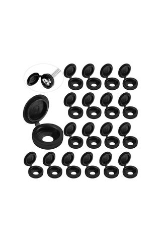 Yuntech01 Plastik Vida Kapağı Gümüşleme Korumalı, Toz Ve Çirkinliği Gizleyen, 13mm Çaplı, 100 Adet Paket Siyah
