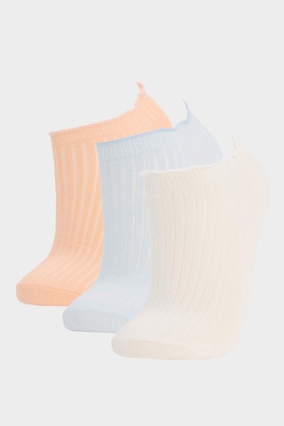 DeFacto Kız Çocuk Fırfırlı 3'lü Pamuklu Patik Çorap E6057A8NSKR1