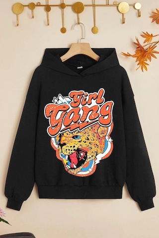 Çocuk Girl Gang Baskılı Sweatshirt Siyah