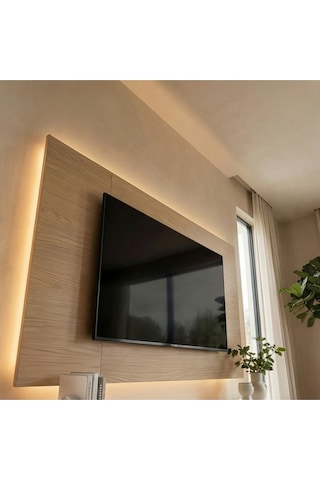 Purelıne Ledli Duvar Tv Ünitesi 180 Cm Beyaz-meşe 160 Cm