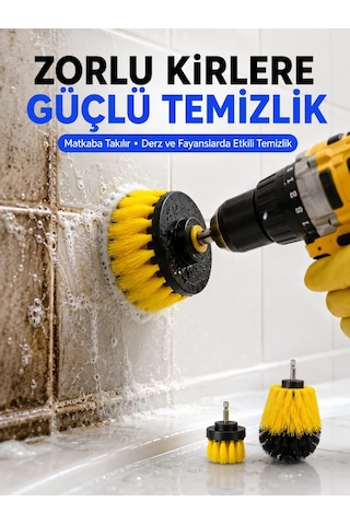 Mey İthalat 3 Parça Matkap Ucu Temizlik Fırçası Dayanıklı Naylon Kıllı Diğer