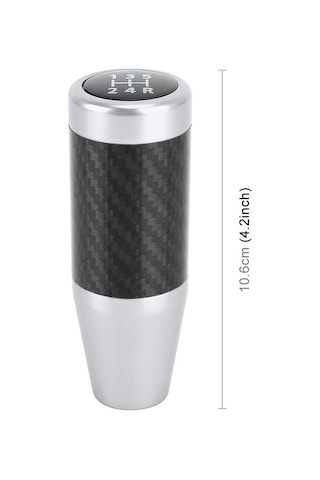 Wondernest Evrensel Araba Karbon Fiber Desenli Dişli Kafası Vites Topuzu Gümüş Gümüş