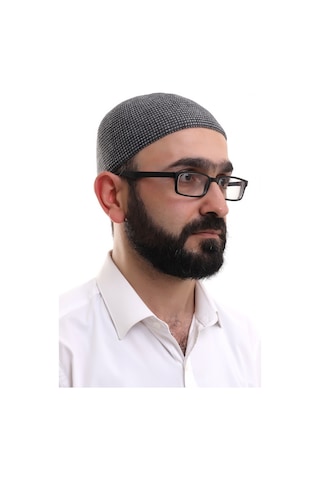 Siyah Kışlık Nokta Desenli Orlon Namaz Takkesi Siyah