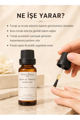 Minia Bahçe Tırnak Ve Tırnak Eti Bakım Yağı 20 Ml Fırçalı Aplikatörle Yoğun Bakım